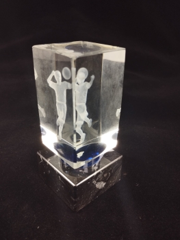 Troféu de vôlei de cristal com silhueta de menino e base preta, 0.325 cm