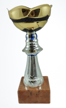 Copa dorada con detalles en color negro, 18 cm
