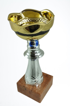 Taça dourada com detalhes pretos, 18 cm